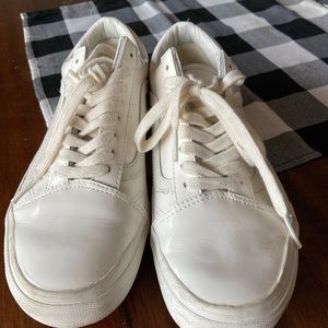 White patent leather vans